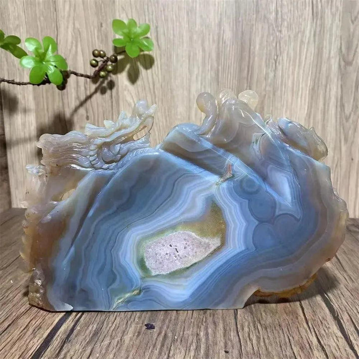 Amethyst Geode Dragon Carving | Hand Carved Crystal