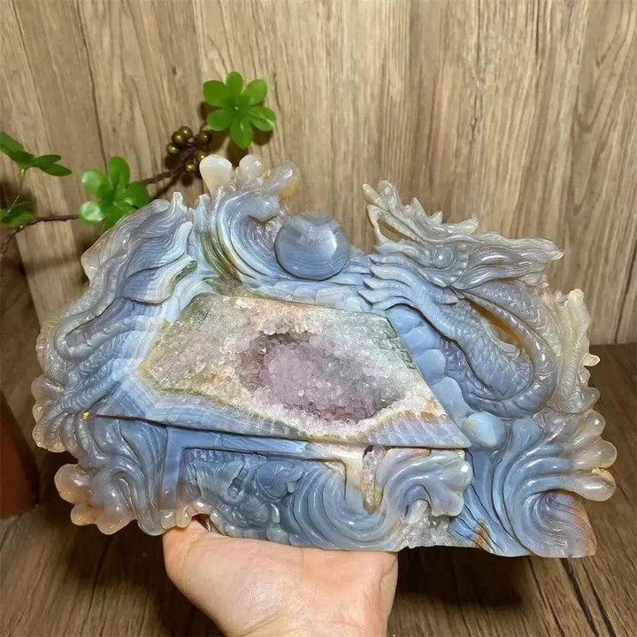 Amethyst Geode Dragon Carving | Hand Carved Crystal