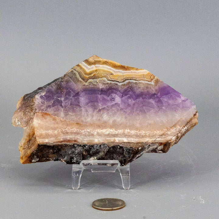 Amethyst "Laced" Agate Crystal Slab: deep purple amethyst interwoven with delicate, lace-like banded agate.