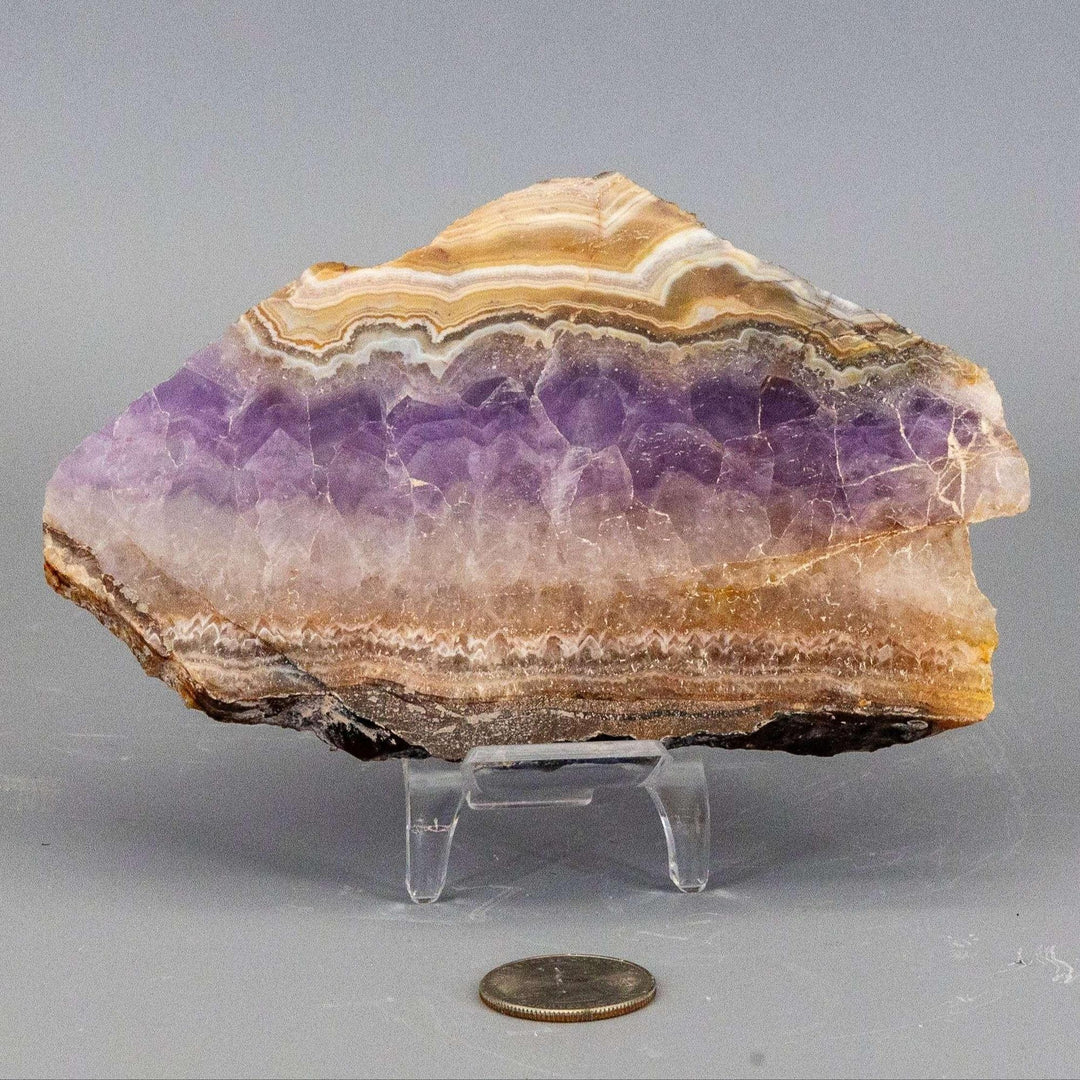 Amethyst "Laced" Agate Crystal Slab: deep purple amethyst interwoven with delicate, lace-like banded agate.