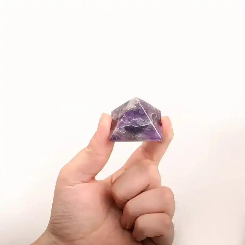 Hand-polished Amethyst Mini Pyramid with rich purple hues, perfect for meditation and Crown Chakra energy alignment.