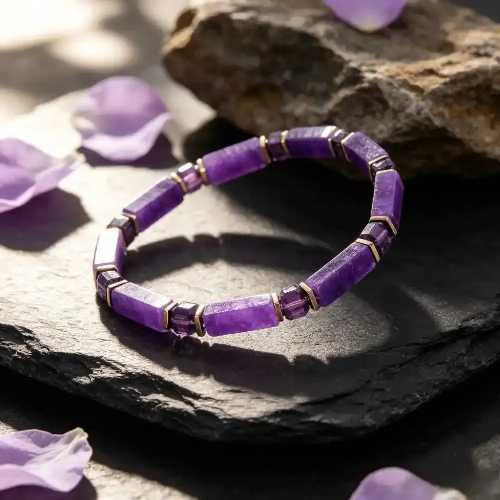 Amethyst Rectangular Bead Bracelet