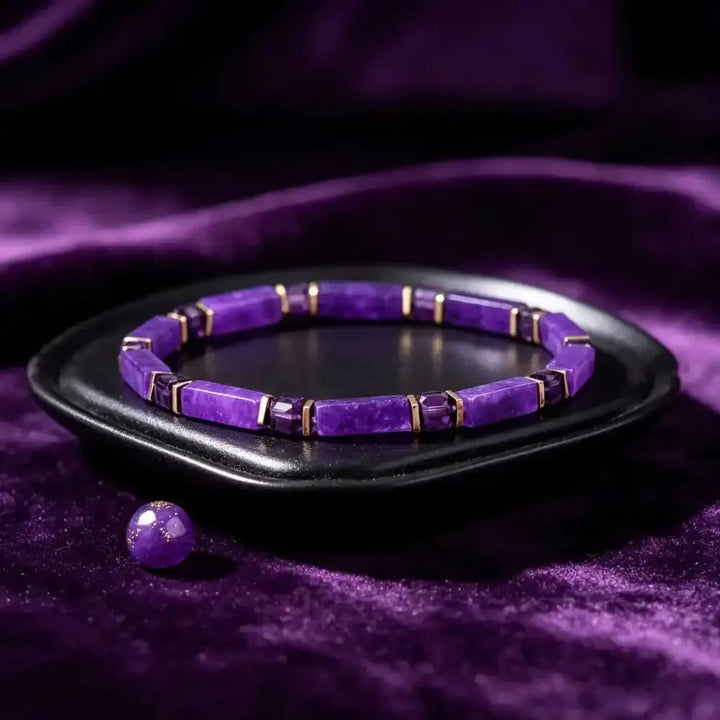 Amethyst Rectangular Bead Bracelet