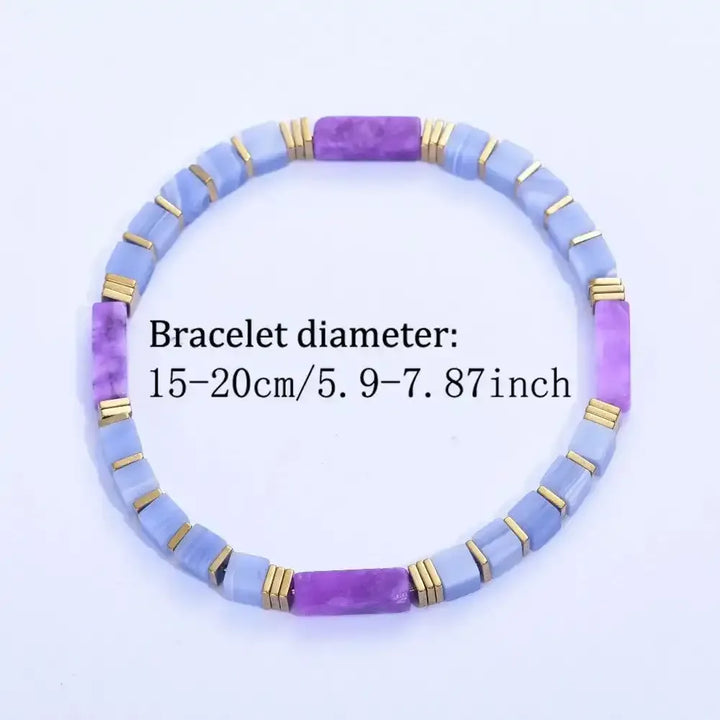 Amethyst and Blue Lace Agate Square Bead Bracelet