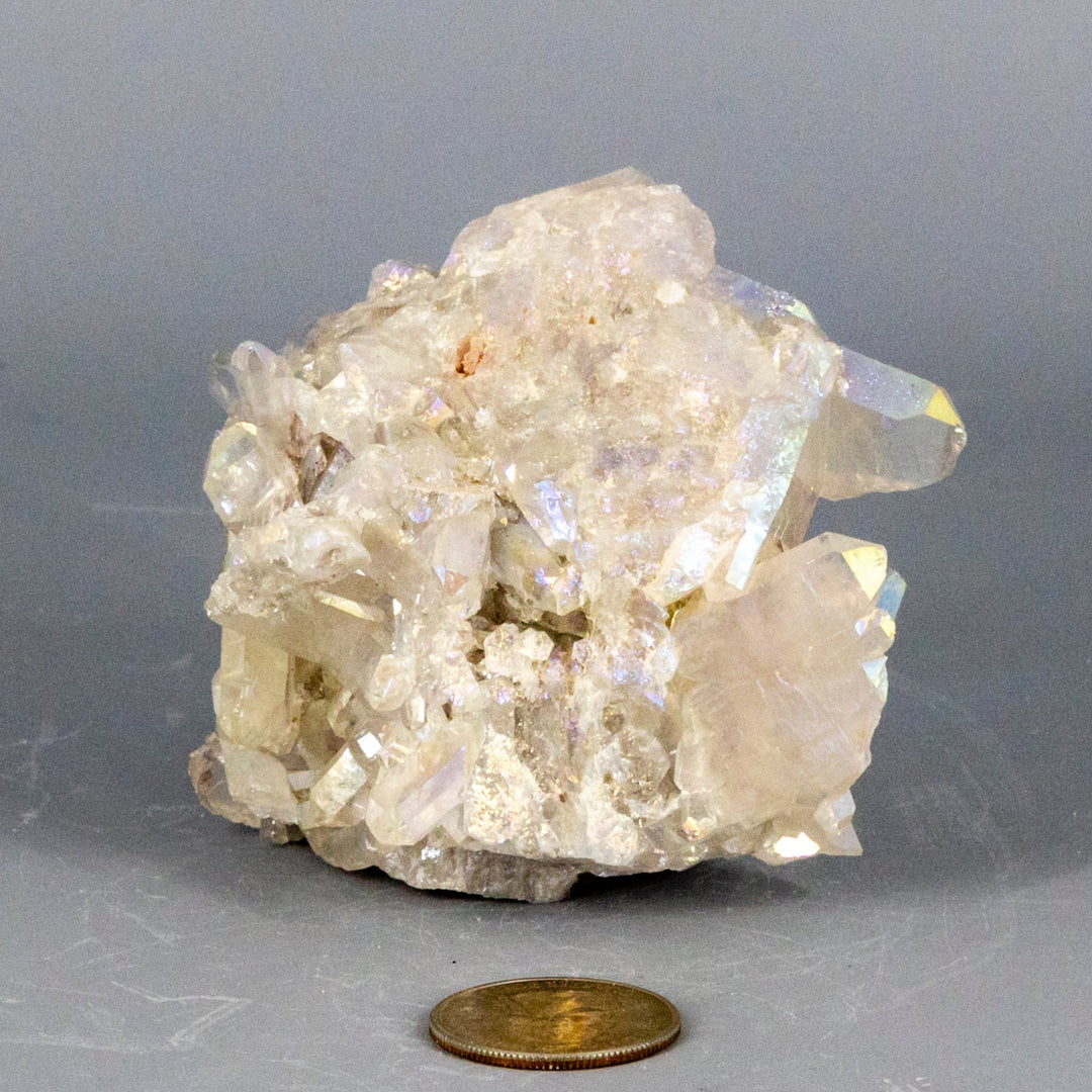 Angel Aura Quartz Point Cluster-Raw-Crystal Destiny-Angel Aura Quartz-338g - 3.00"W x 3.00"D x 3.00"H-Crystal Destiny