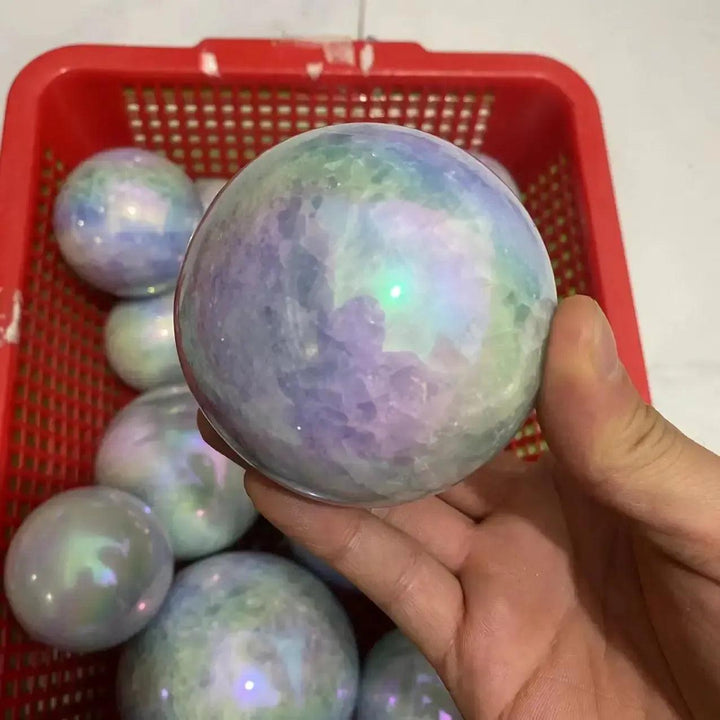 Angel Aura Quartz Sphere 60-80mm Iridescent Crystal