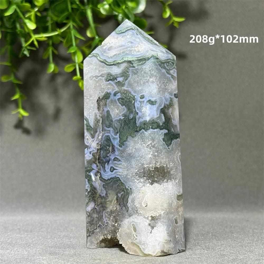 Aquatic Agate Crystal Cave Tower with flowing blue-green patterns and a sparkling quartz sanctuary for chakra healing.