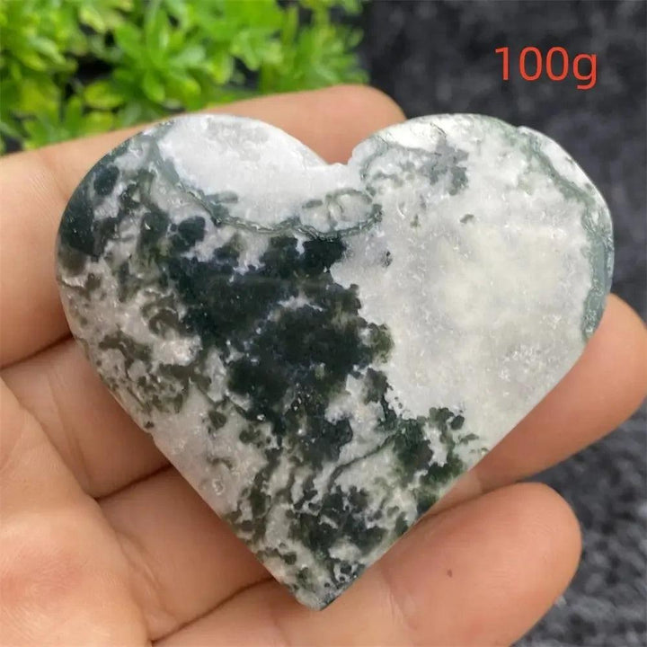 Aquatic Agate Geode Heart: A soothing, nurturing crystal heart with soft blue and white tones, featuring a sparkling druzy cavity.