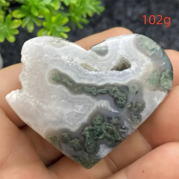 Aquatic Agate Geode Heart: Soothing blue and white crystal heart with sparkling druzy cavity for emotional balance.