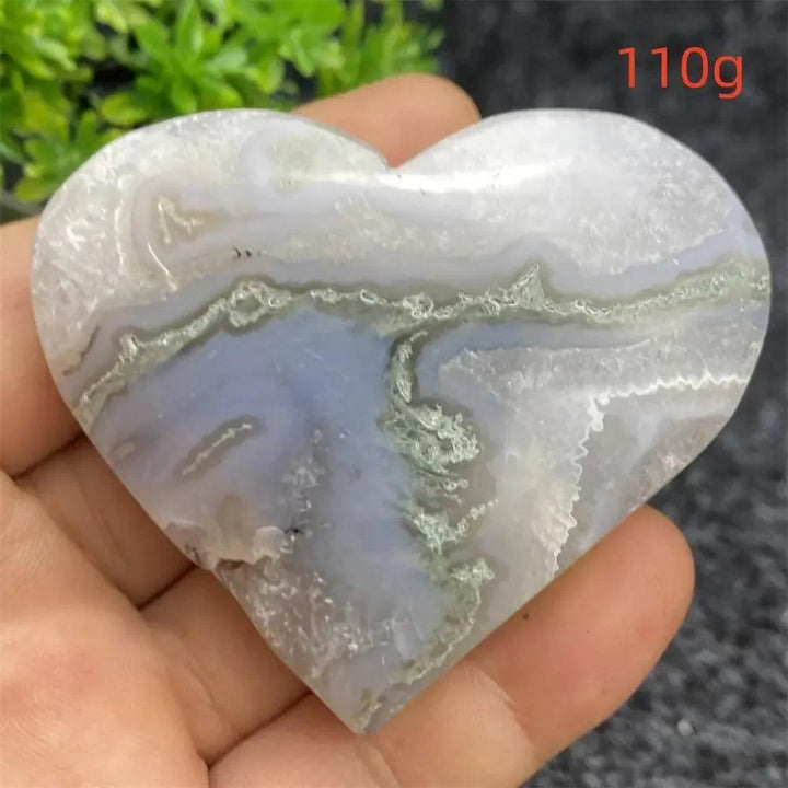 Aquatic Agate Geode Heart: Soothing blue and white crystal heart with natural druzy, promoting emotional balance.