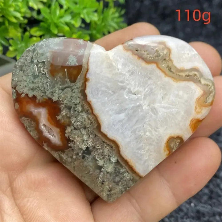 Aquatic Agate Geode Heart: Soothing blue and white crystal heart with sparkling druzy cavity, 110g.