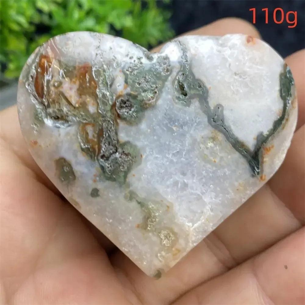 Aquatic Agate Geode Heart: 110g, soothing blue and white crystal with sparkling druzy cavity for emotional balance.