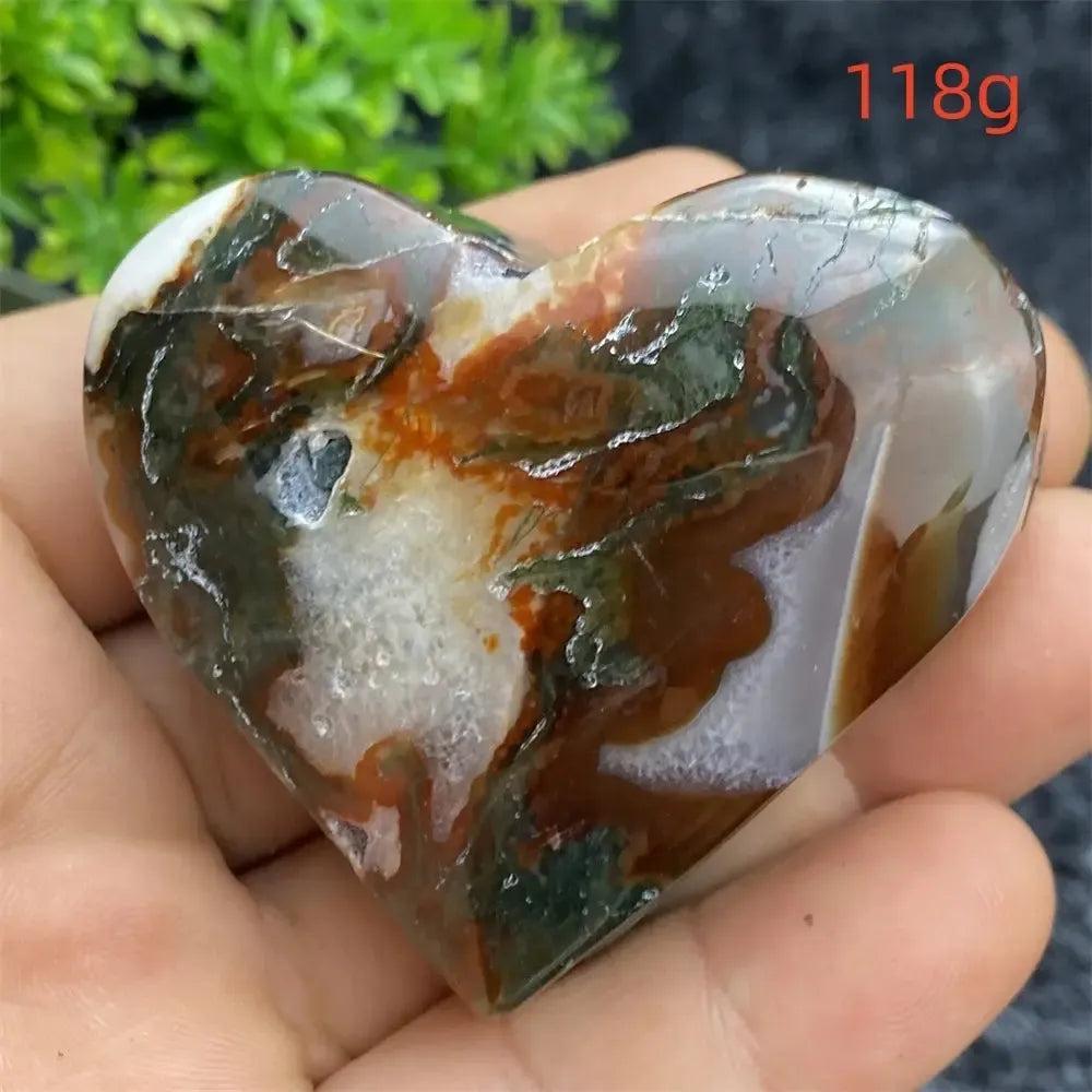 Aquatic Agate Geode Heart: 118g natural crystal, soothing blue, white, and earthy tones with sparkling druzy cavity.
