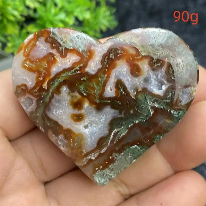 Aquatic Agate Geode Heart: Natural blue, white, and brown agate heart with sparkling druzy cavity, promoting emotional balance.