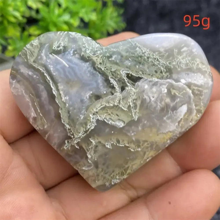 Aquatic Agate Geode Heart: Soothing blue and white crystal heart with natural druzy cavity, 95g.
