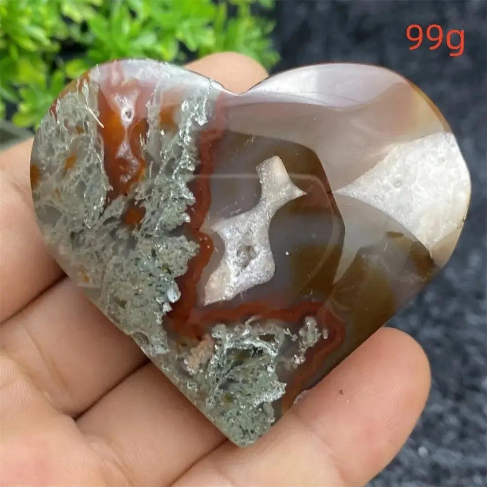 Aquatic Agate Geode Heart: natural brown, white, and grey agate heart with sparkling druzy cavity, 99g.