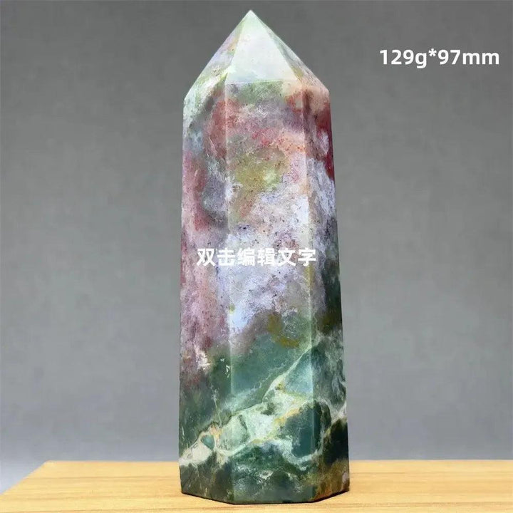 Aquatic Moss Obelisk Natural Mineral Quartz Home Feng Shui Office Decor Spiritual Healing Witchcraft Meditation