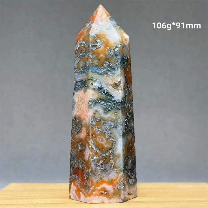 Aquatic Moss Obelisk Natural Mineral Quartz Home Feng Shui Office Decor Spiritual Healing Witchcraft Meditation