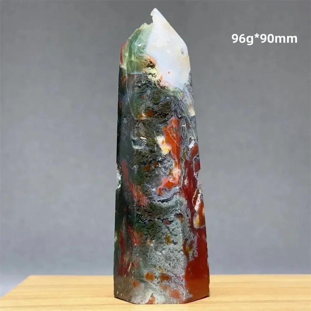 Aquatic Moss Obelisk Natural Mineral Quartz Home Feng Shui Office Decor Spiritual Healing Witchcraft Meditation
