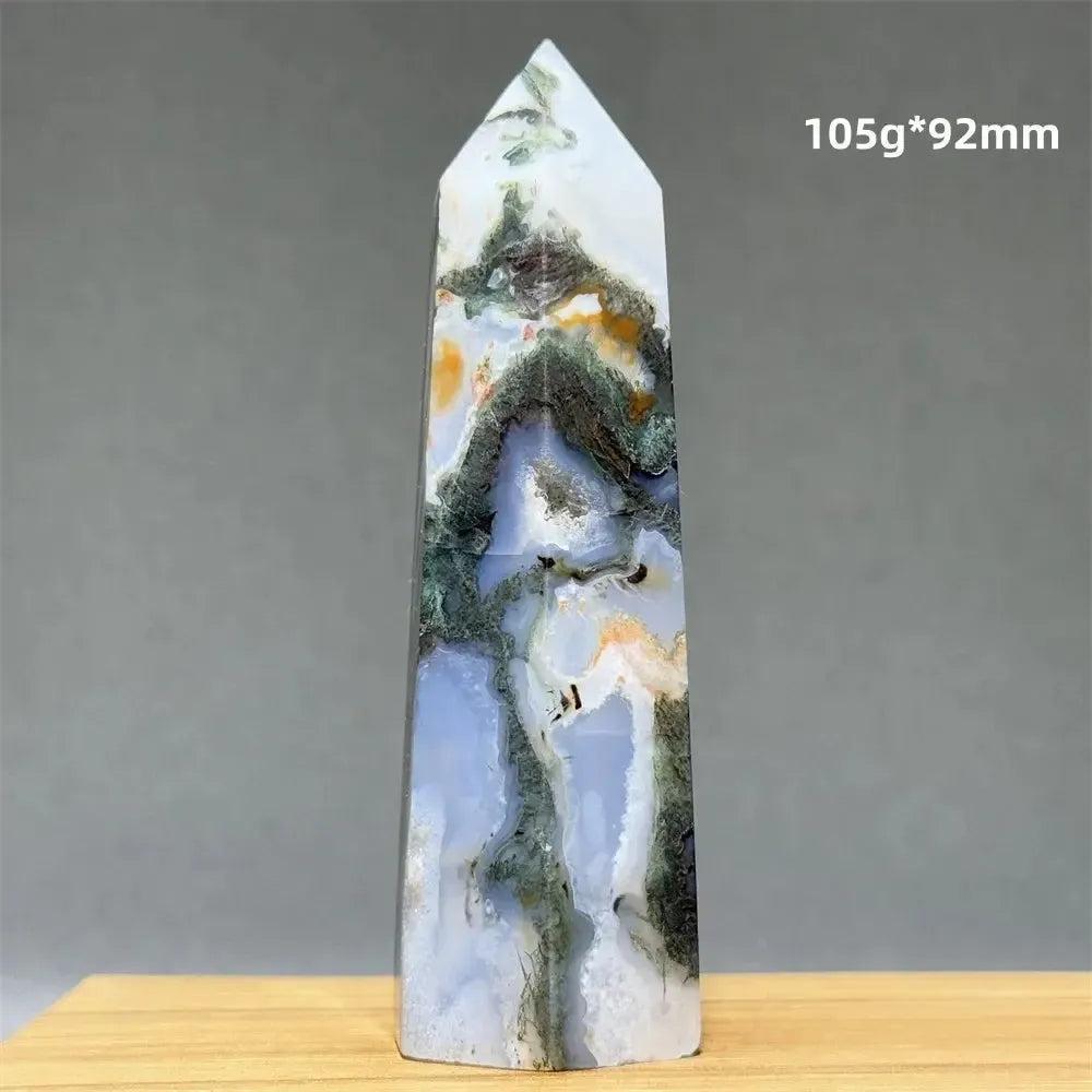 Aquatic Moss Obelisk Natural Mineral Quartz Home Feng Shui Office Decor Spiritual Healing Witchcraft Meditation
