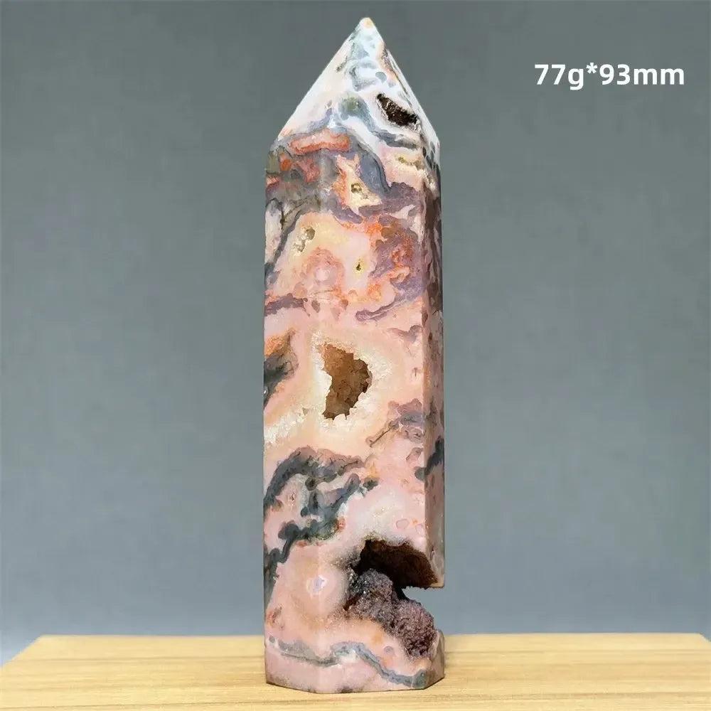 Aquatic Moss Obelisk Natural Mineral Quartz Home Feng Shui Office Decor Spiritual Healing Witchcraft Meditation