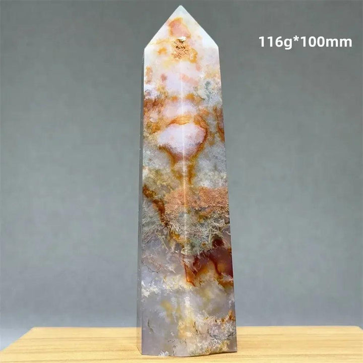 Aquatic Moss Obelisk Natural Mineral Quartz Home Feng Shui Office Decor Spiritual Healing Witchcraft Meditation