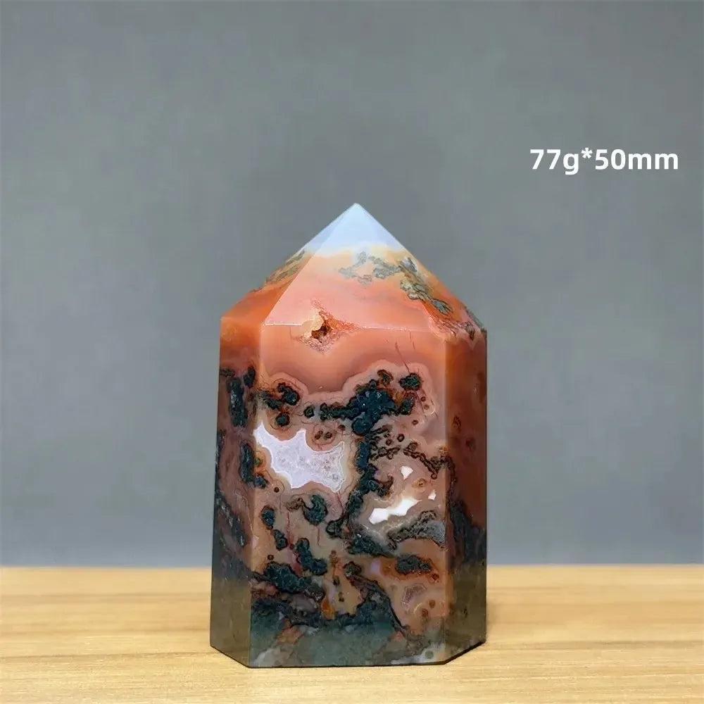 Aquatic Moss Obelisk Natural Mineral Quartz Home Feng Shui Office Decor Spiritual Healing Witchcraft Meditation