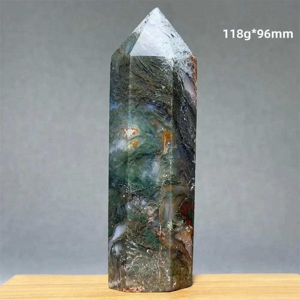 Aquatic Moss Obelisk Natural Mineral Quartz Home Feng Shui Office Decor Spiritual Healing Witchcraft Meditation