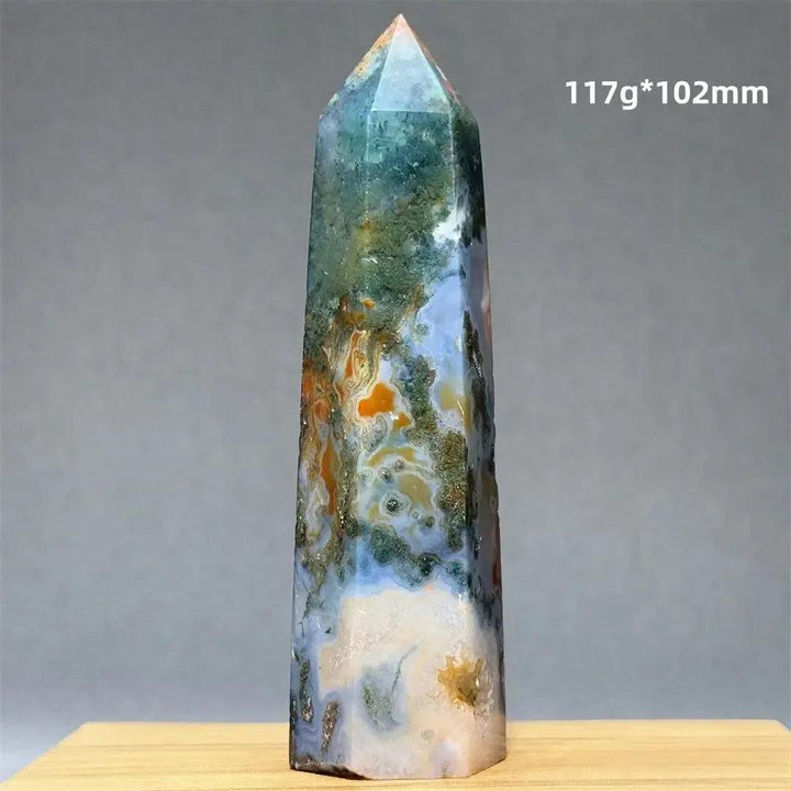 Aquatic Moss Obelisk Natural Mineral Quartz Home Feng Shui Office Decor Spiritual Healing Witchcraft Meditation