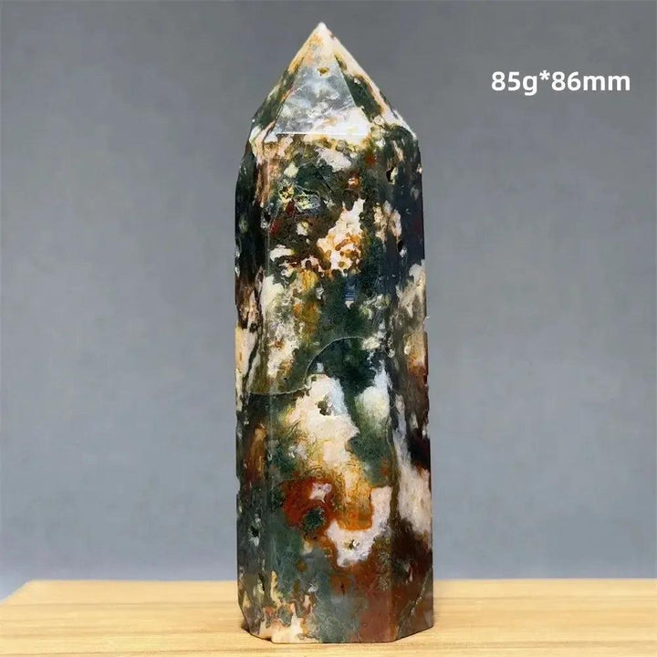 Aquatic Moss Obelisk Natural Mineral Quartz Home Feng Shui Office Decor Spiritual Healing Witchcraft Meditation