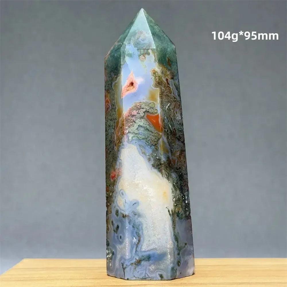 Aquatic Moss Obelisk Natural Mineral Quartz Home Feng Shui Office Decor Spiritual Healing Witchcraft Meditation
