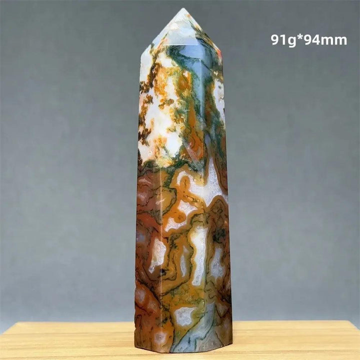 Aquatic Moss Obelisk Natural Mineral Quartz Home Feng Shui Office Decor Spiritual Healing Witchcraft Meditation