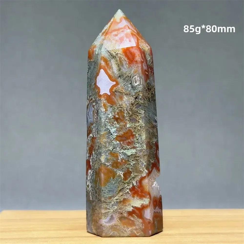 Aquatic Moss Obelisk Natural Mineral Quartz Home Feng Shui Office Decor Spiritual Healing Witchcraft Meditation