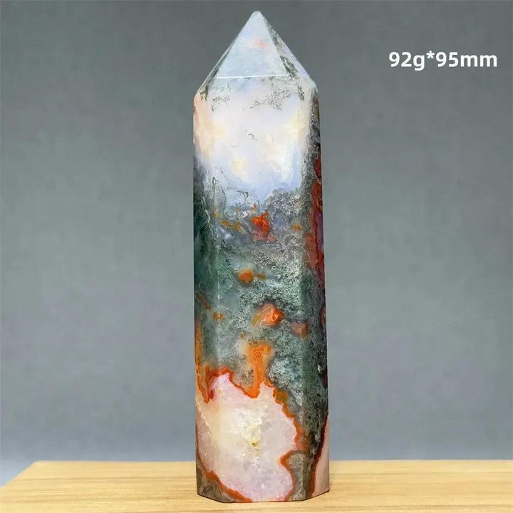Aquatic Moss Obelisk Natural Mineral Quartz Home Feng Shui Office Decor Spiritual Healing Witchcraft Meditation