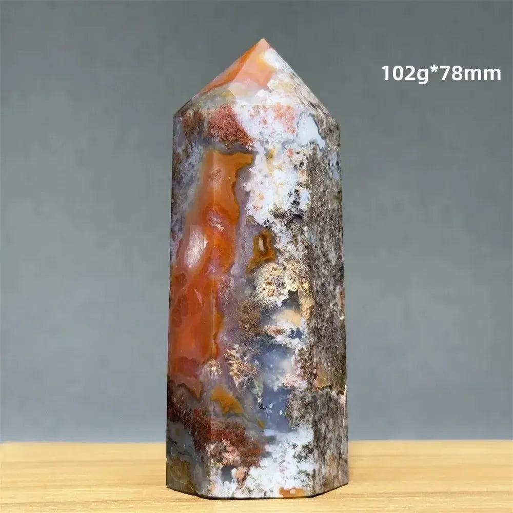 Aquatic Moss Obelisk Natural Mineral Quartz Home Feng Shui Office Decor Spiritual Healing Witchcraft Meditation