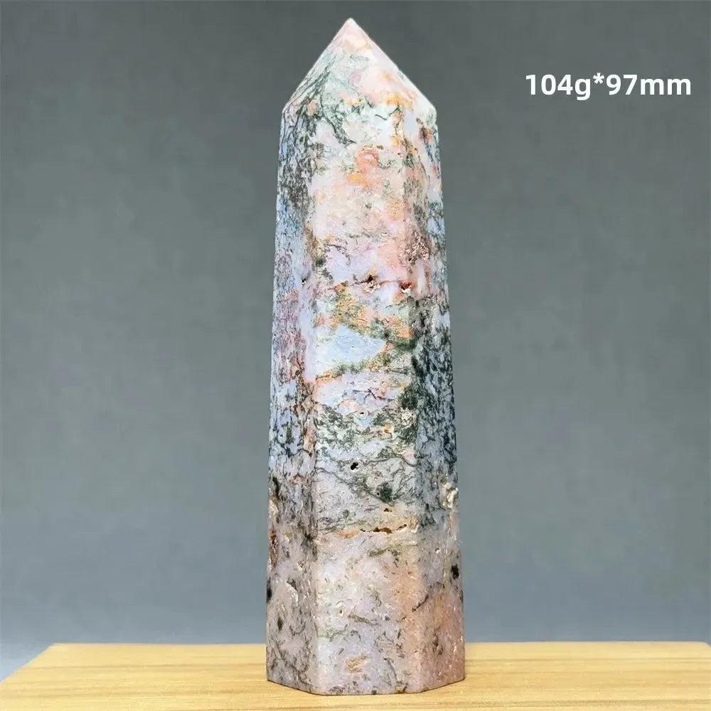 Aquatic Moss Obelisk Natural Mineral Quartz Home Feng Shui Office Decor Spiritual Healing Witchcraft Meditation