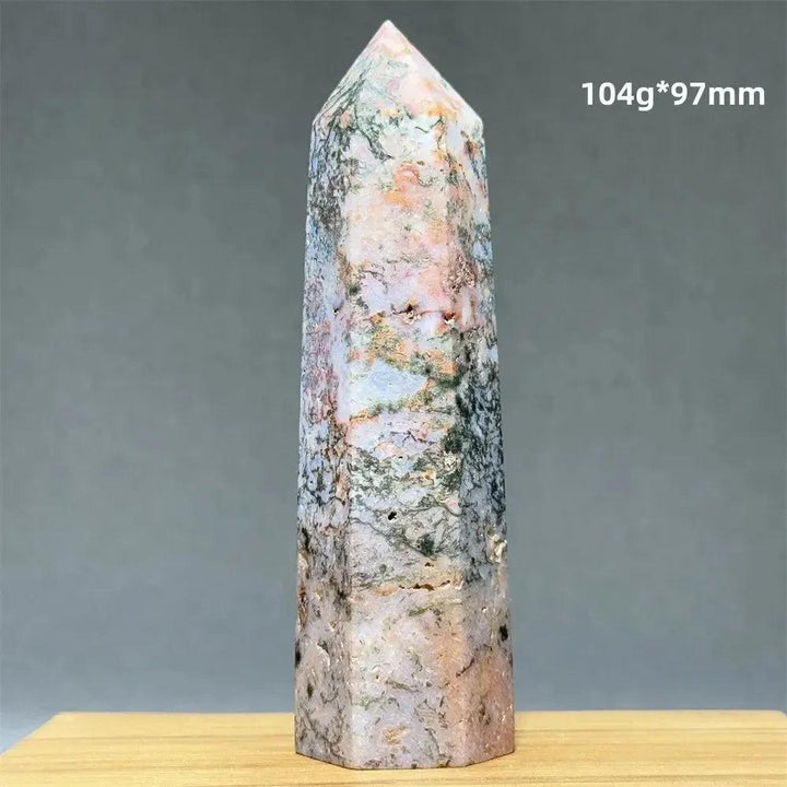 Aquatic Moss Obelisk Natural Mineral Quartz Home Feng Shui Office Decor Spiritual Healing Witchcraft Meditation