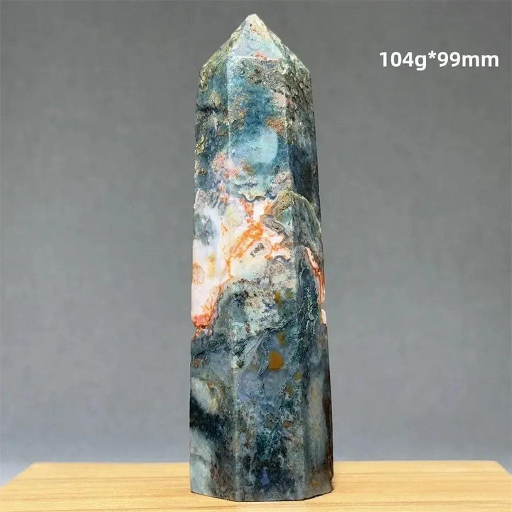 Aquatic Moss Obelisk Natural Mineral Quartz Home Feng Shui Office Decor Spiritual Healing Witchcraft Meditation