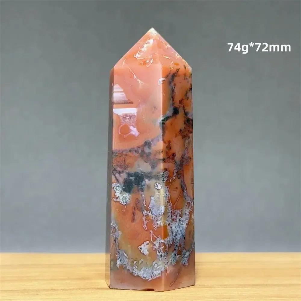 Aquatic Moss Obelisk Natural Mineral Quartz Home Feng Shui Office Decor Spiritual Healing Witchcraft Meditation