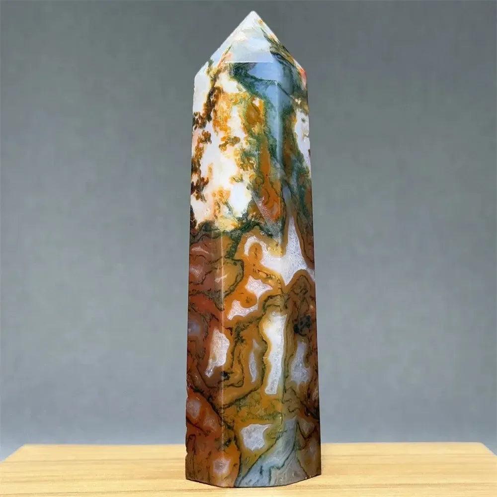 Aquatic Moss Obelisk Natural Mineral Quartz Home Feng Shui Office Decor Spiritual Healing Witchcraft Meditation