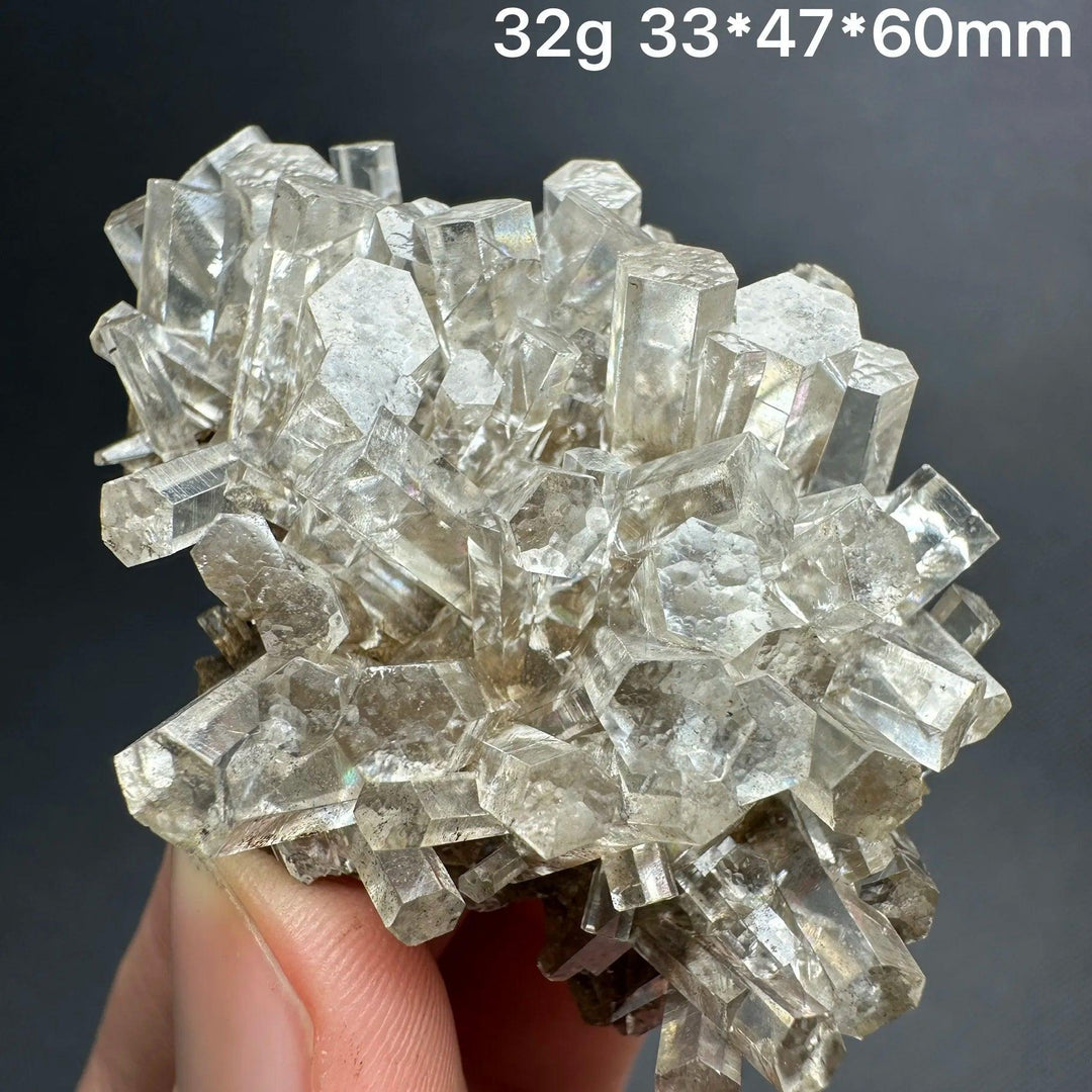 Natural clear aurora columnar calcite cluster healing stone flower shape mineral specimen.