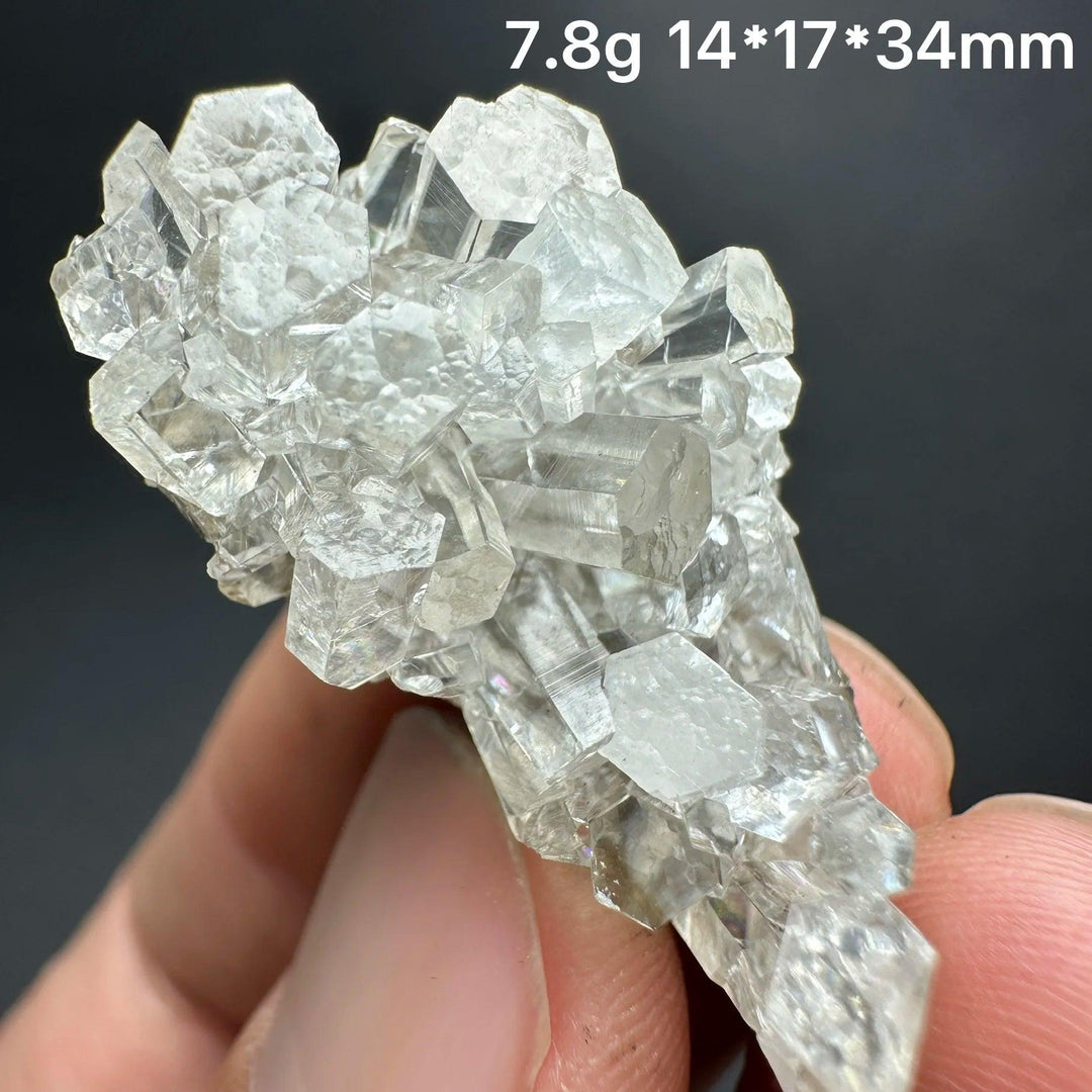 Natural clear aurora columnar calcite cluster flower healing stone specimen.