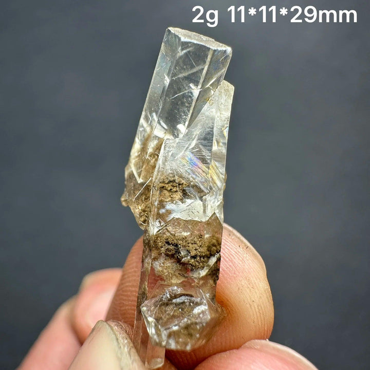 Natural clear aurora columnar calcite cluster raw healing stone crystal specimen.