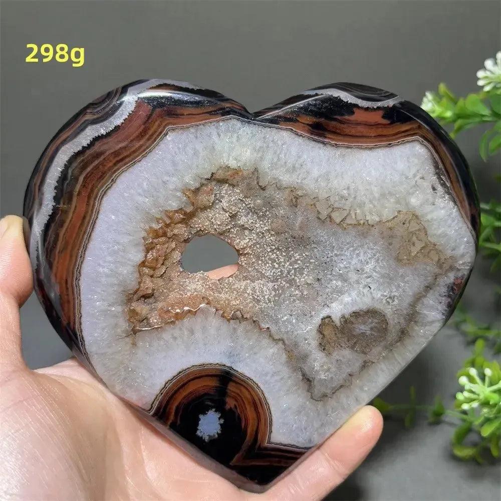 Banded Agate Geode Crystal Heart