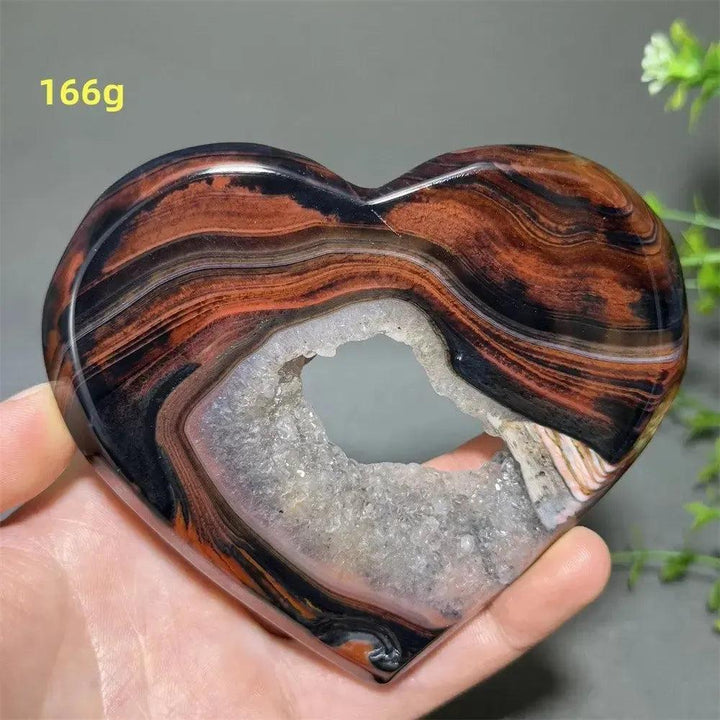 Banded Agate Geode Crystal Heart