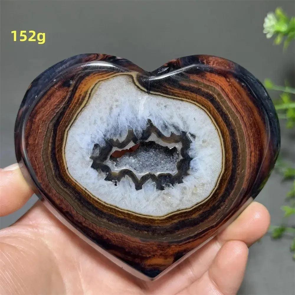 Banded Agate Geode Crystal Heart
