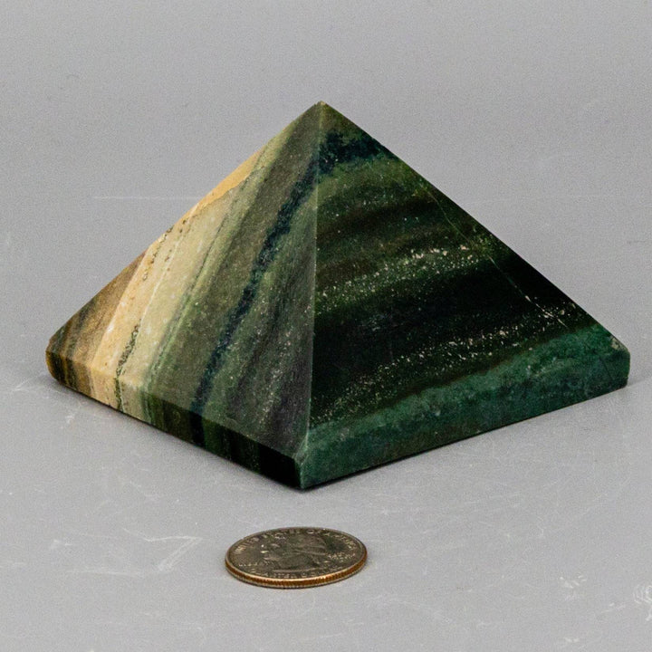 Banded Calcite Pyramid-Pyramids-Crystal Destiny-Calcite-382g - 3.00"L x 3.00"W-Crystal Destiny