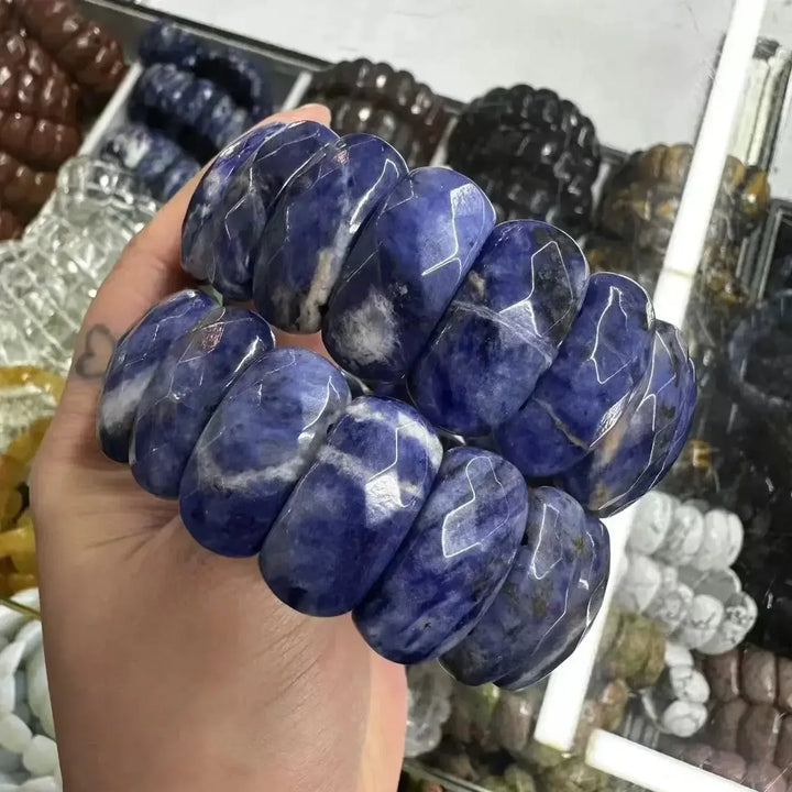 Big Cuff Bangle Crystal Bead Bracelets-Bracelets-Ali-Blue Sodalite-19cm-Crystal Destiny