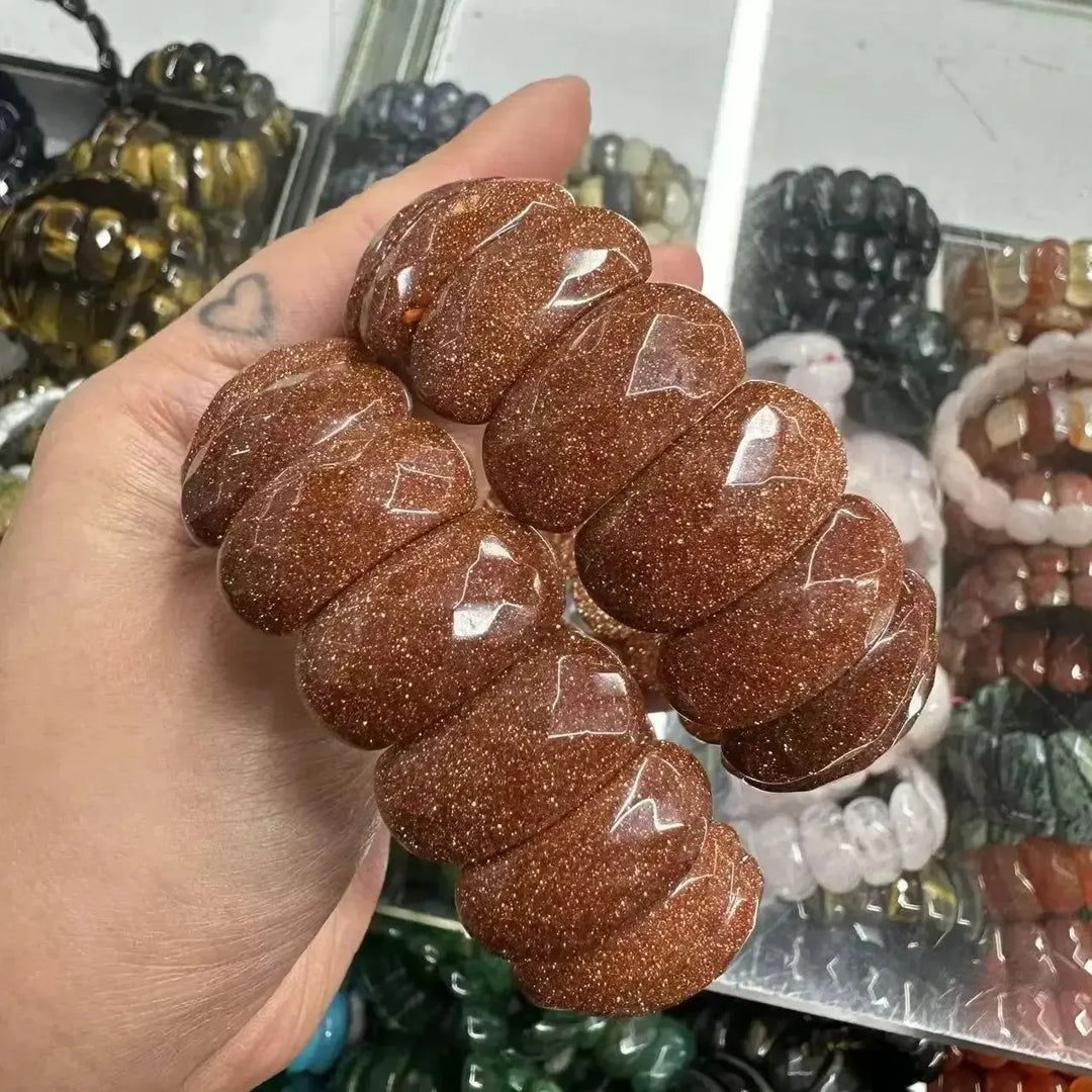 Big Cuff Bangle Crystal Bead Bracelets-Bracelets-Ali-Golden Sandstone-19cm-Crystal Destiny