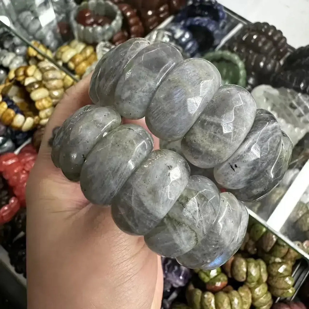 Big Cuff Bangle Crystal Bead Bracelets-Bracelets-Ali-Labradorite-19cm-Crystal Destiny